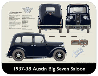 Austin Big Seven 4 door 1937-38 Place Mat, Medium